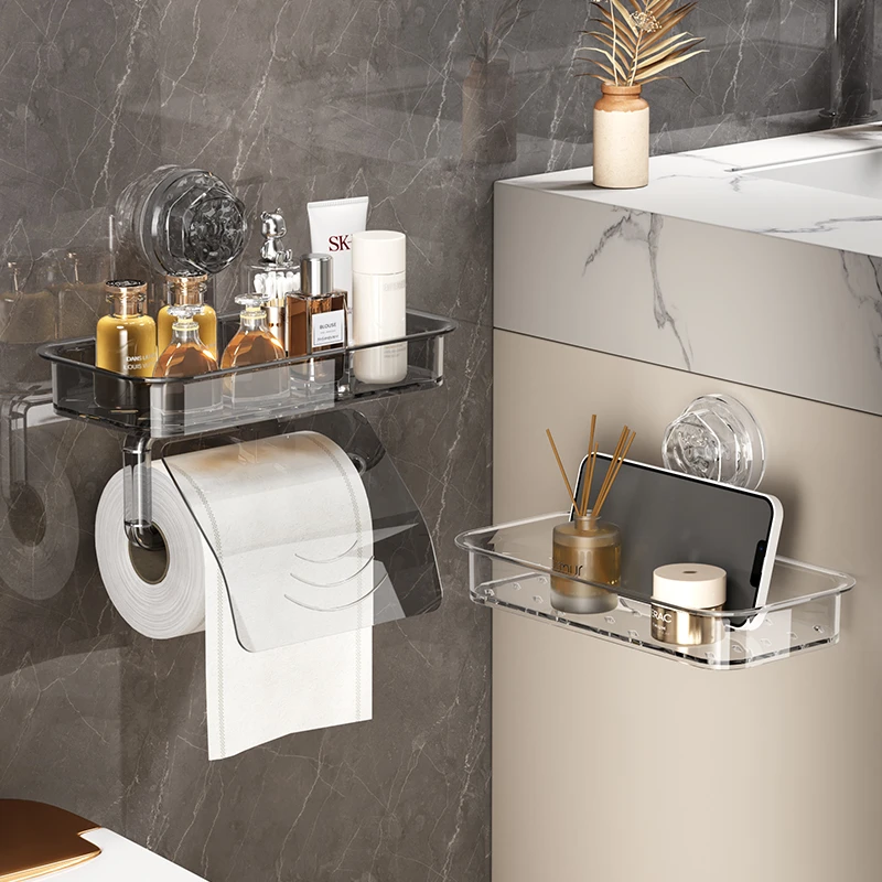 卫生间纸巾盒浴室抽纸盒置物架免打孔厕纸盒挂壁式卷纸架厕所挂架