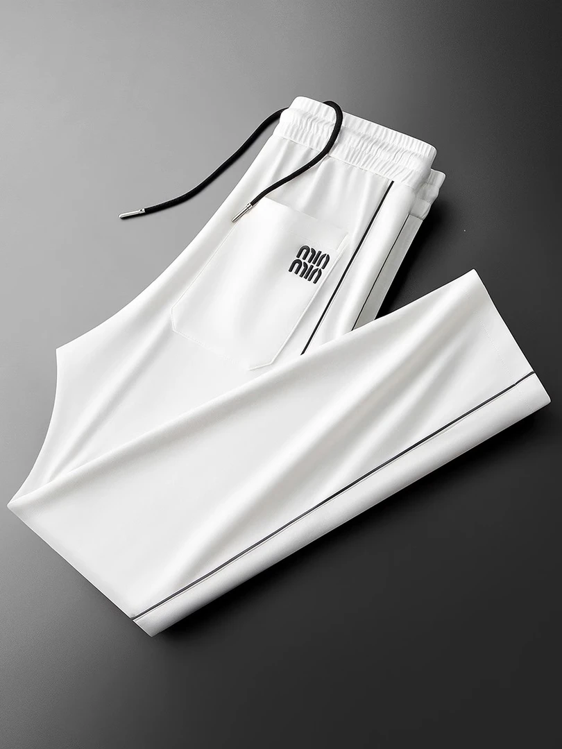 高级感春秋柔太空棉运动卫裤男时尚口袋刺绣设计直筒男士休闲裤子