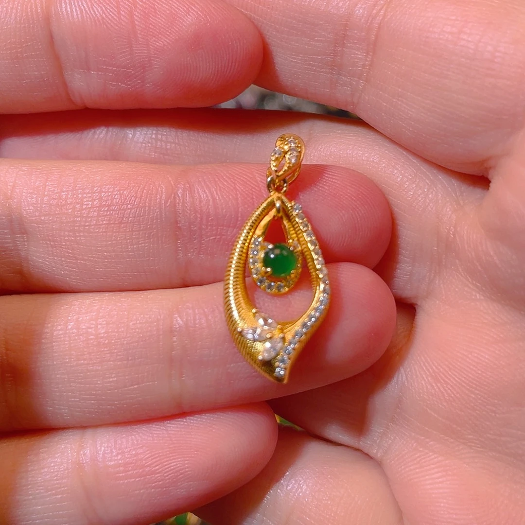 翡翠银S925镶嵌吊坠(不含链)