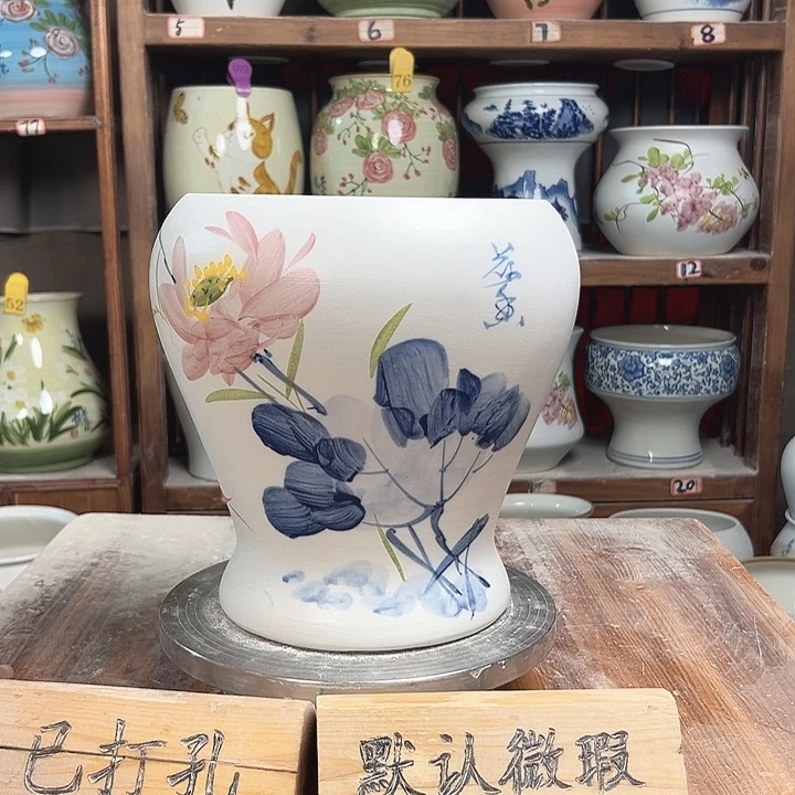 陶瓷鱼尾青花荷花新款新款陶瓷陶瓷陶瓷