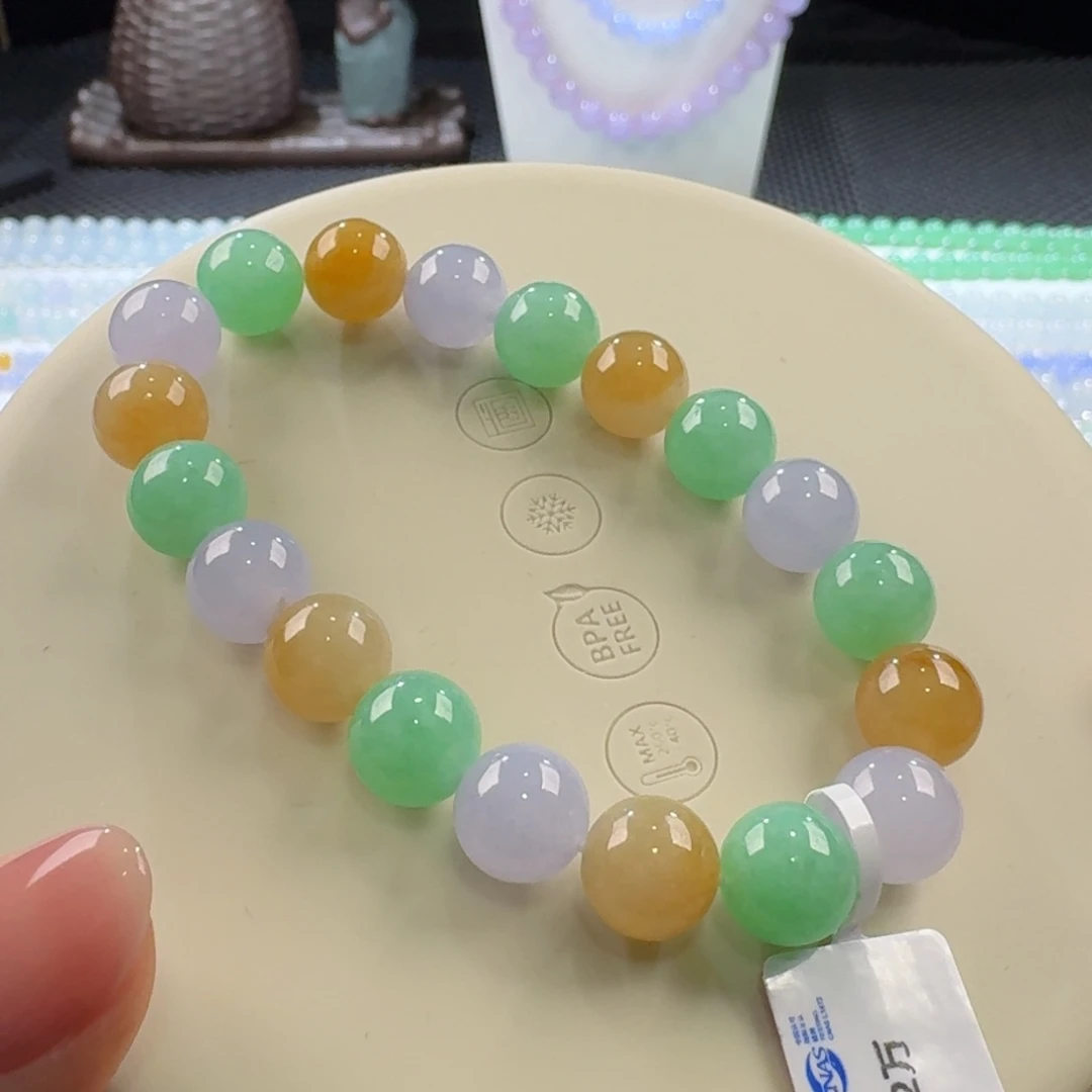 翡翠手链未镶嵌新款福禄寿多宝单圈10mm