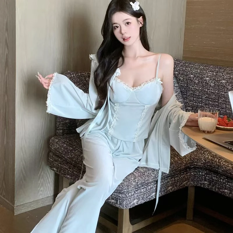 福利丝绒(150-200 )编码显瘦性感纯欲风春秋加厚丝绒睡衣服家居服