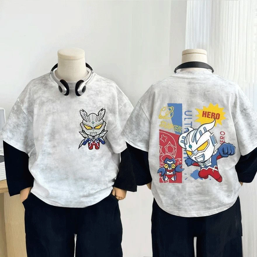 日系春秋纯棉长袖T恤男女童纯棉新款卡通宝宝T恤中小童打底上衣潮