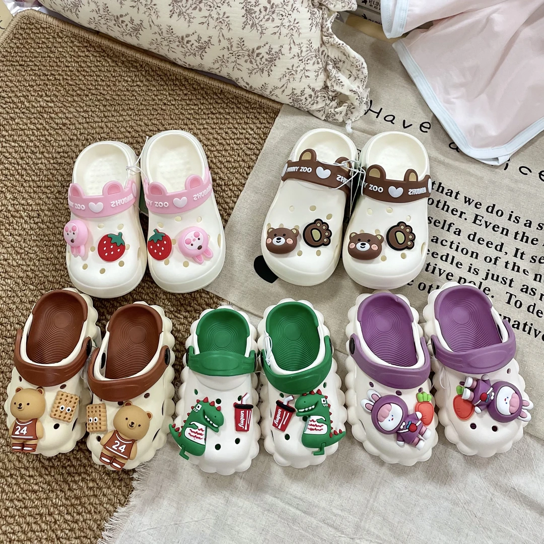 猪爸爸包头男女宝夏季女卡通风中性拖鞋厚底洞洞鞋