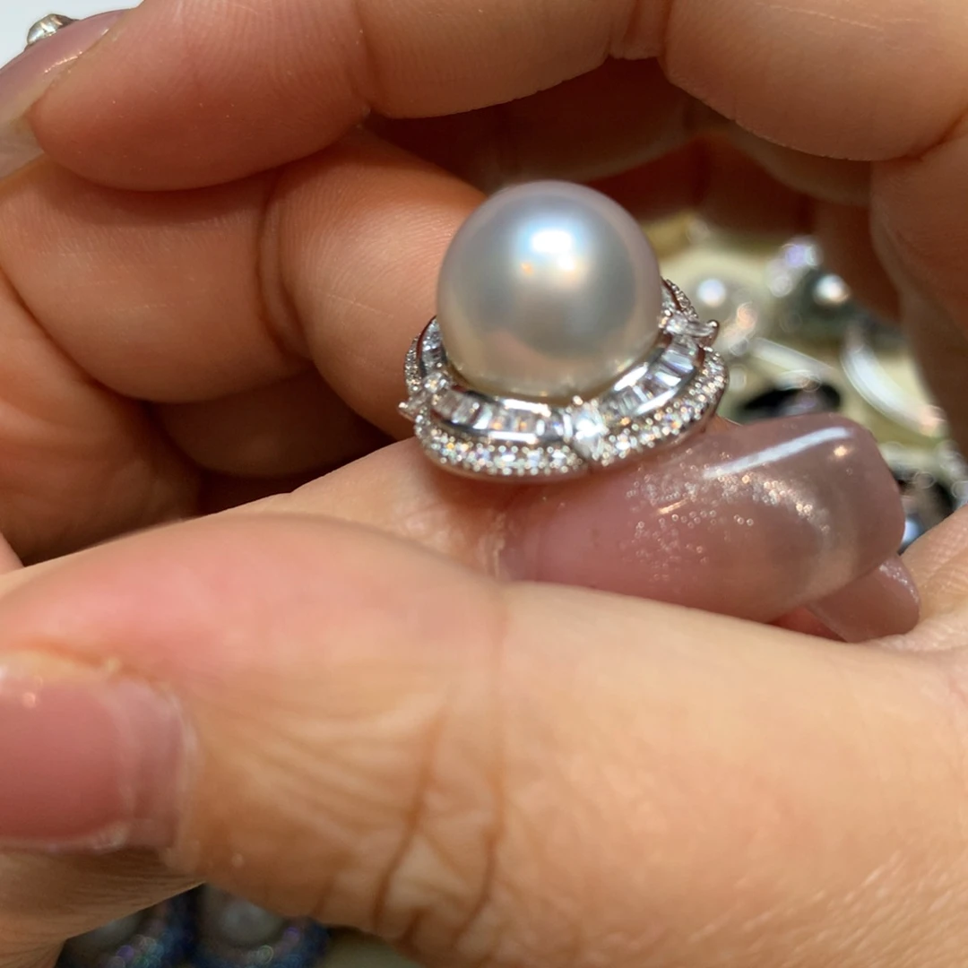 海水珍珠戒指银S925镶嵌