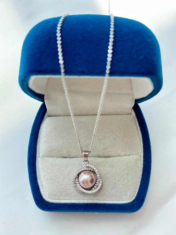 天然淡水珍珠8-9mm三生三世紫珠吊坠D1317