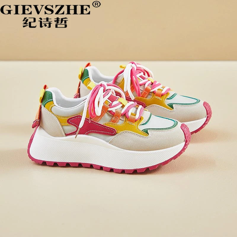 纪诗哲韩版新款老爹鞋女2025夏季新款运动透气厚底增高时尚休闲鞋