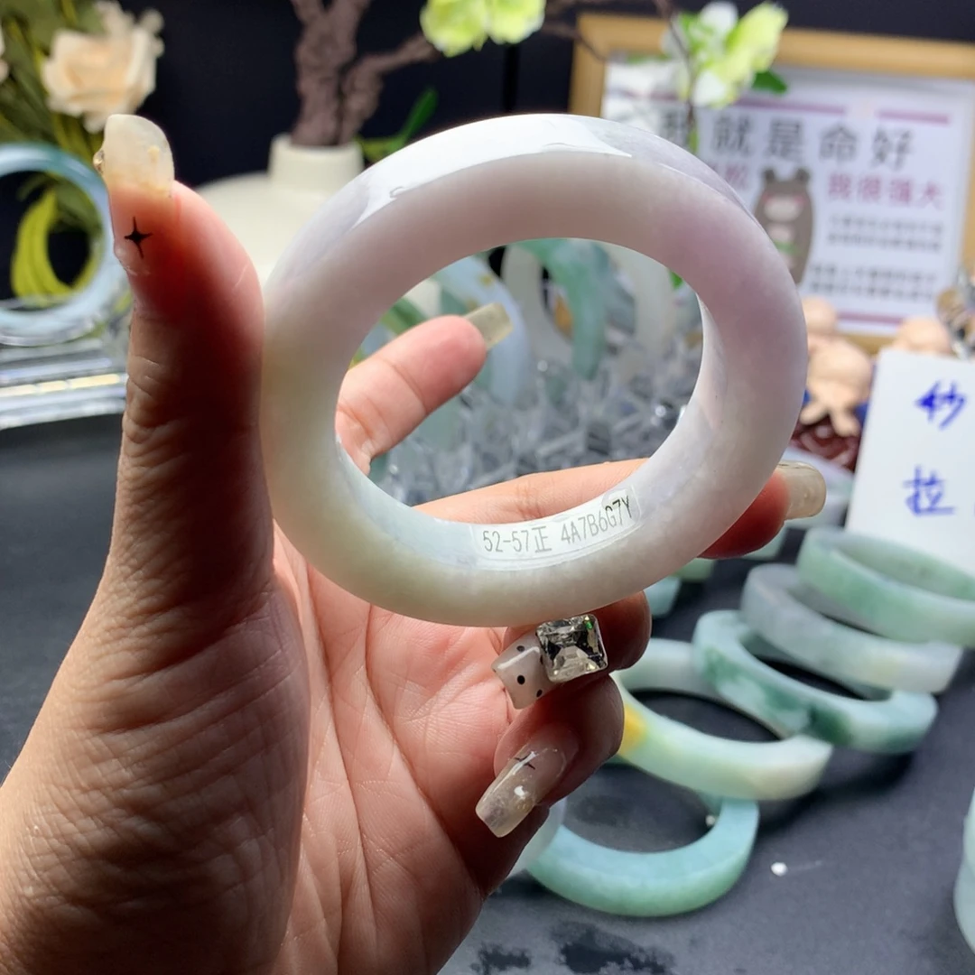 未镶嵌翡翠手镯定制翡翠53_57