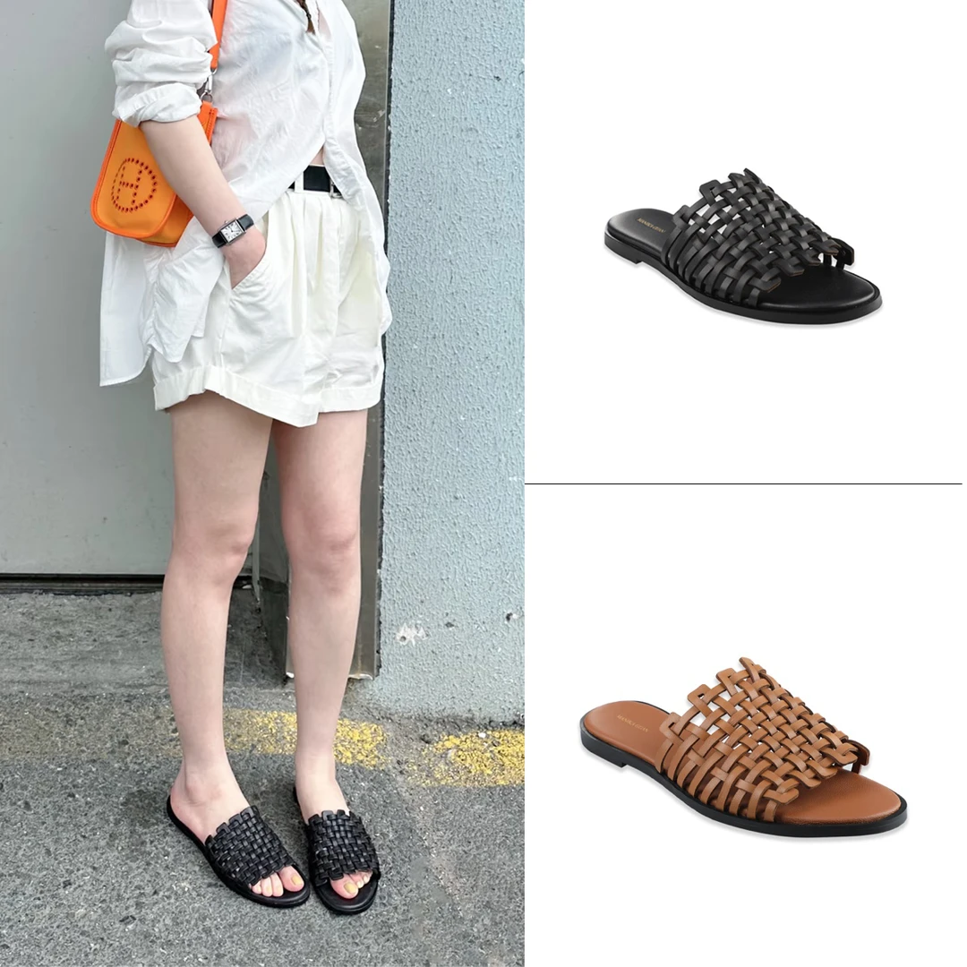 MANIKAGUAN拖鞋女款25新款爆款编织一字拖鞋时尚百搭凉鞋MK24K116