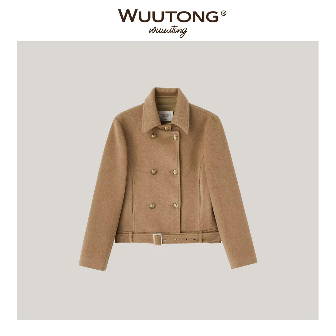 WuuTong【弗洛伦萨】秋冬气质复古保暖双排扣毛呢外套25T185