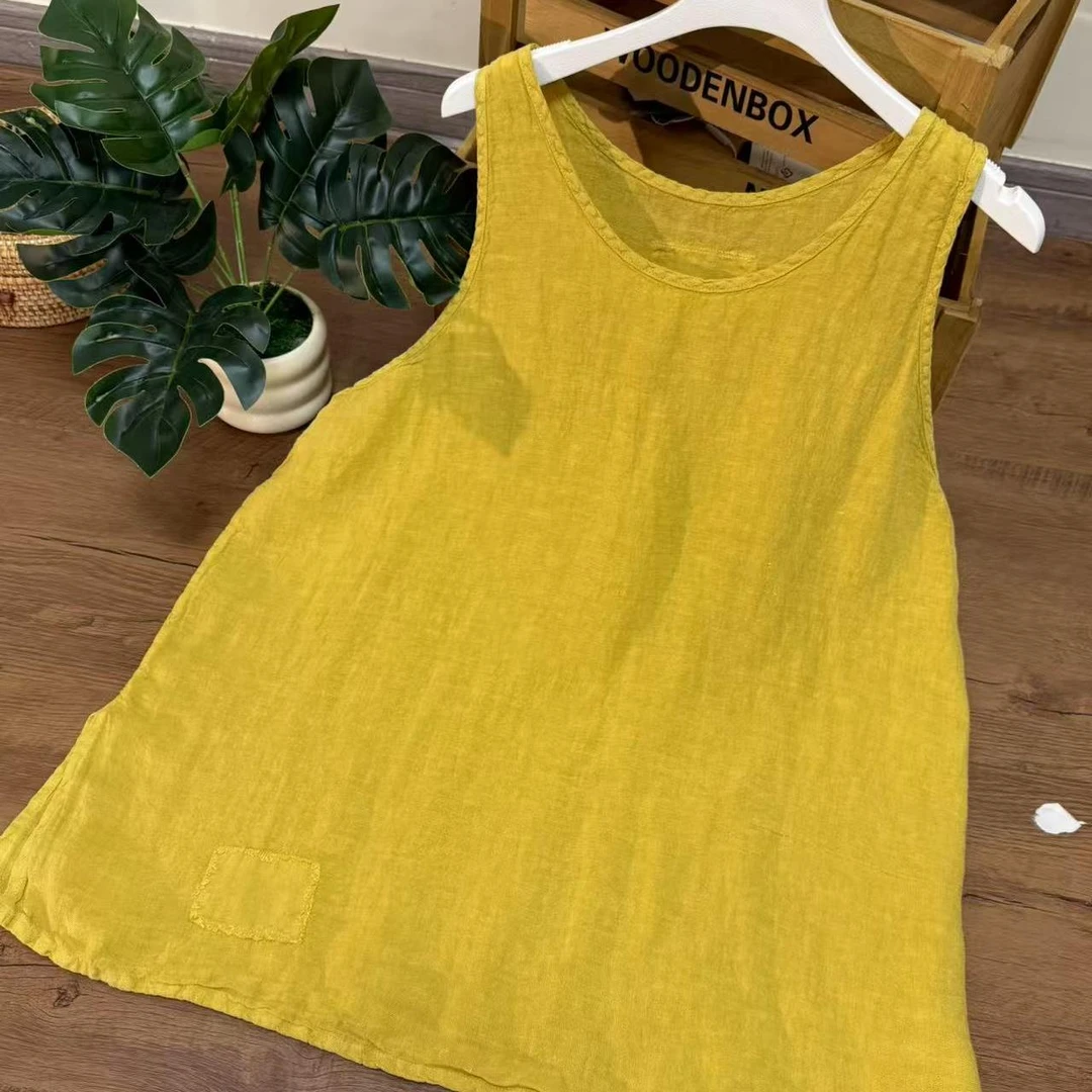 【云目悠悠】夏季汉麻新款女士纯色百搭无袖背心-2025235