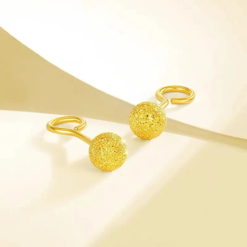 足银耳饰 3-5mm磨砂/亮面金珠弯钩耳饰