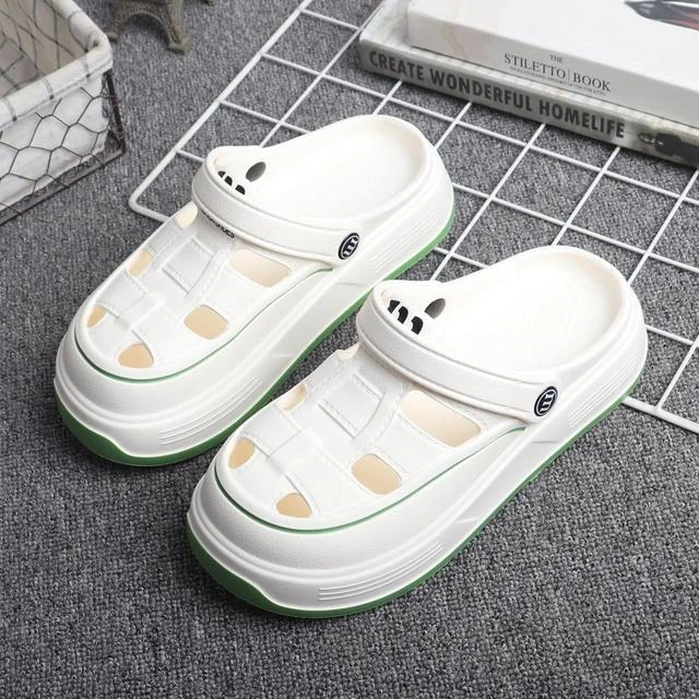 夏季踩屎感洞洞鞋女厚底透气百搭运动风外穿包头凉拖鞋花园沙滩鞋