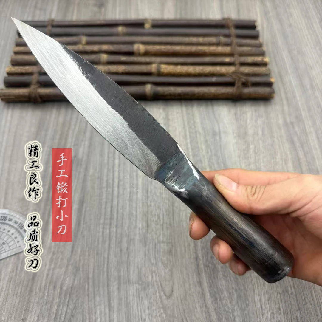 老式纯手工锻打屠宰剔骨刀切肉刀屠夫分割刀撬生蚝尖刀户外小矛刀