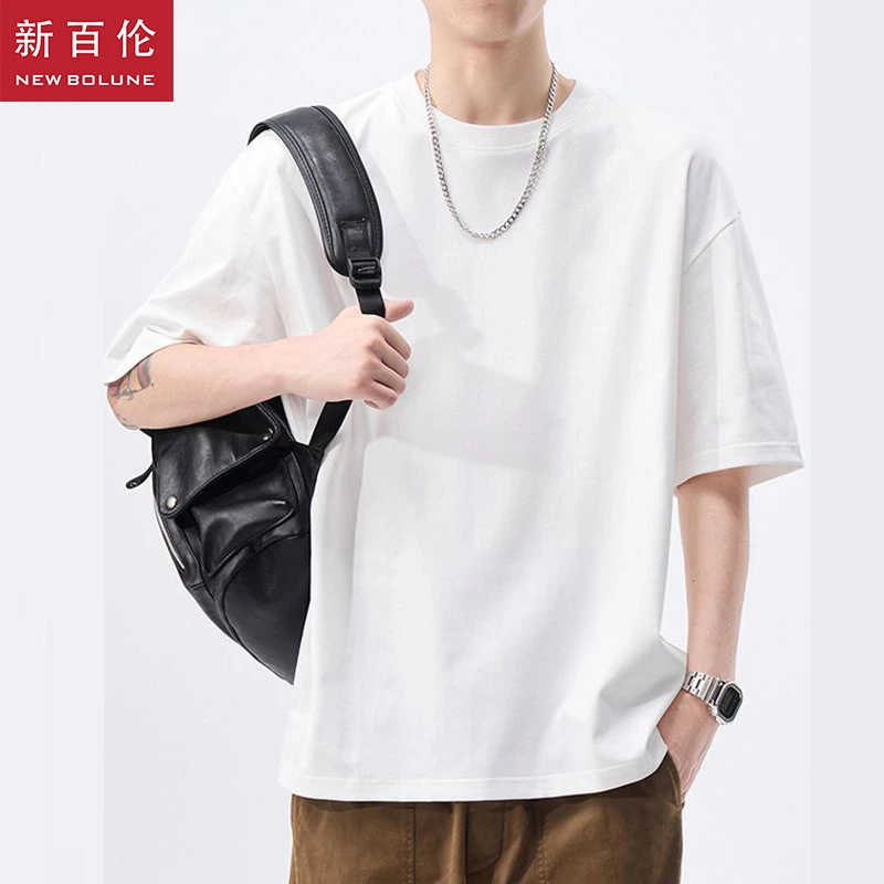 新百伦男士休闲短袖T恤2025年夏季新款运动健身宽松半袖学生潮流