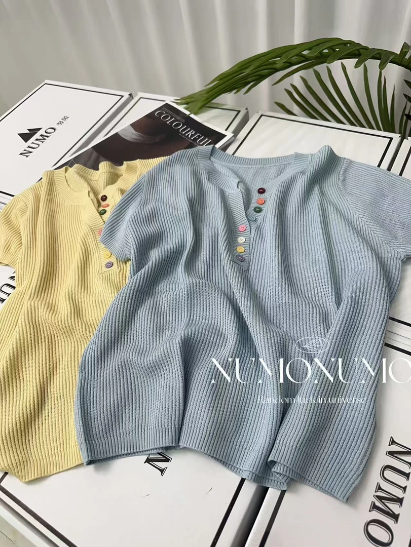 【情书~彩扣】2025新款时尚百搭套头针织显瘦A227