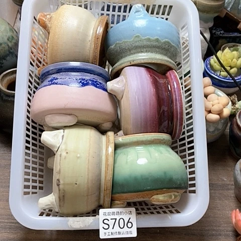 紫砂花盆706微瑕品口径7到8左右