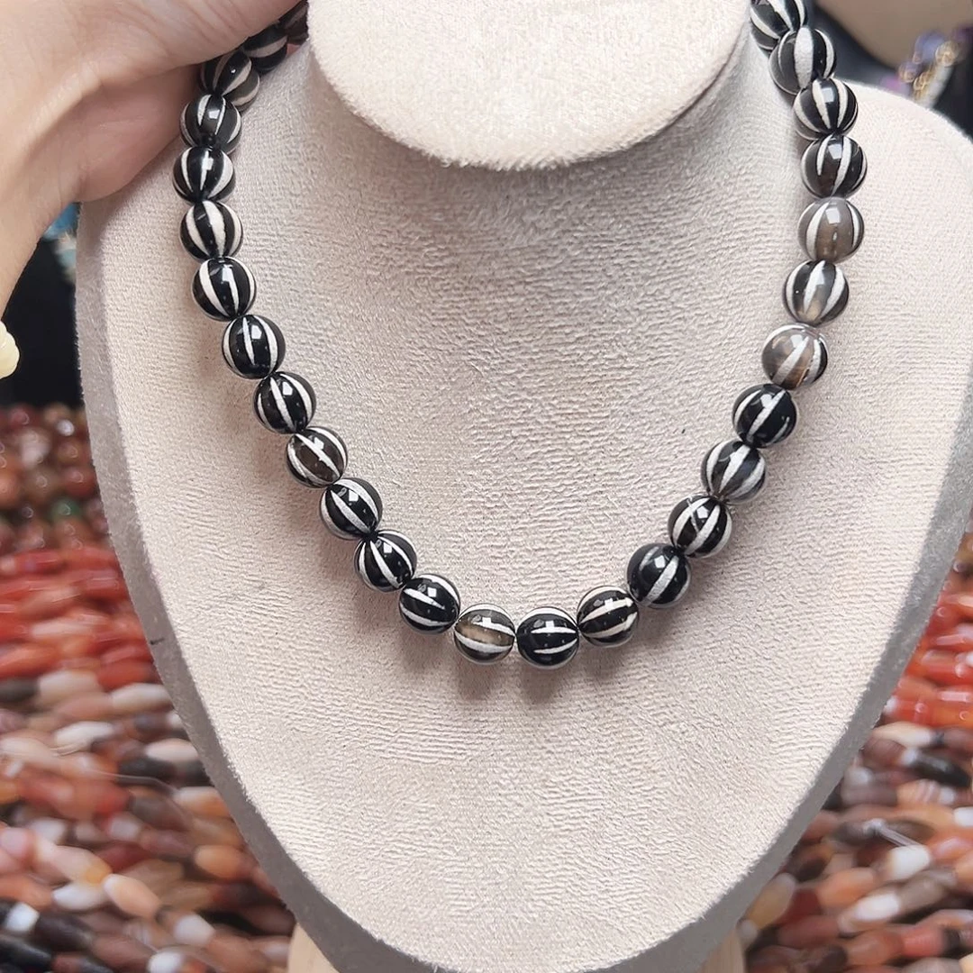 玛瑙/玉髓未镶嵌珠宝半成品r23 10m 斑纹玛瑙一条