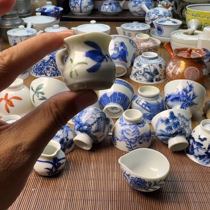 错***多青花瓷器杯子茶具