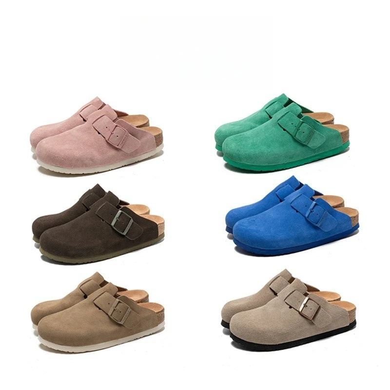 2025秋季半拖懒人软木鞋平底包头鞋真皮日系男女款勃肯鞋一脚蹬