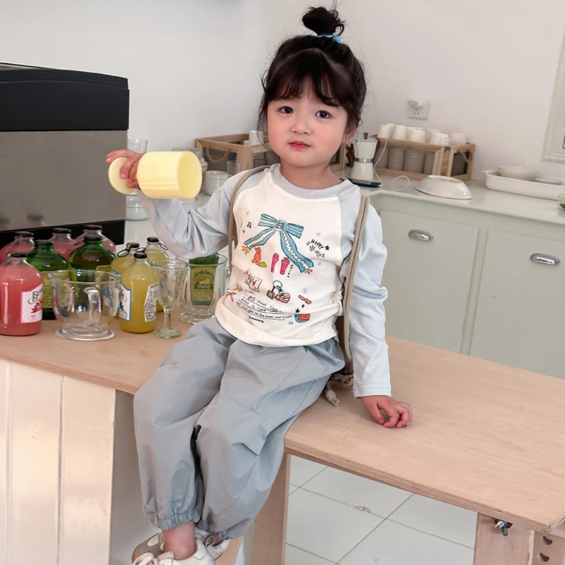 【橘子家】现货~女童插肩长袖T恤HS61030休闲长裤HS61031两件套春装