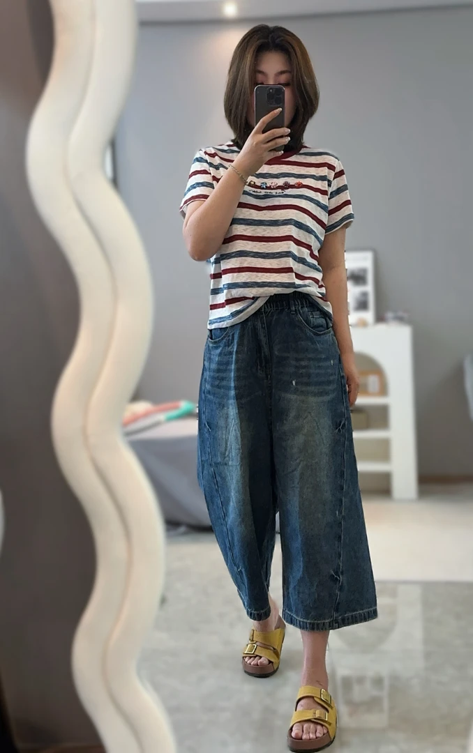 【美含推荐】夏日摇摆伦巴牛仔裤（9分裤）