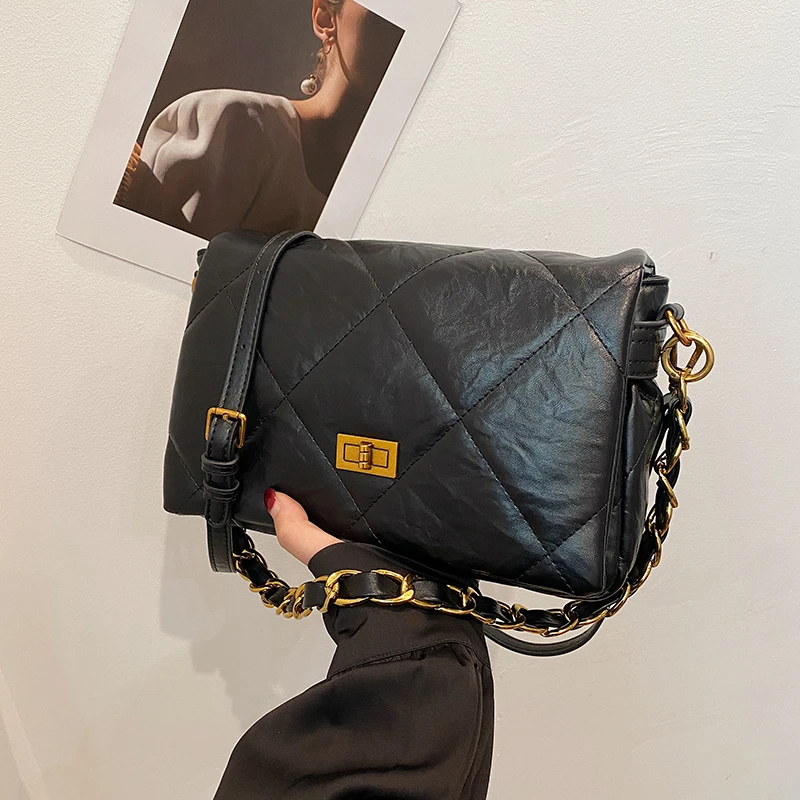 小香风菱格链条包包女2025新款潮时尚单肩斜挎包高级感腋下小方包