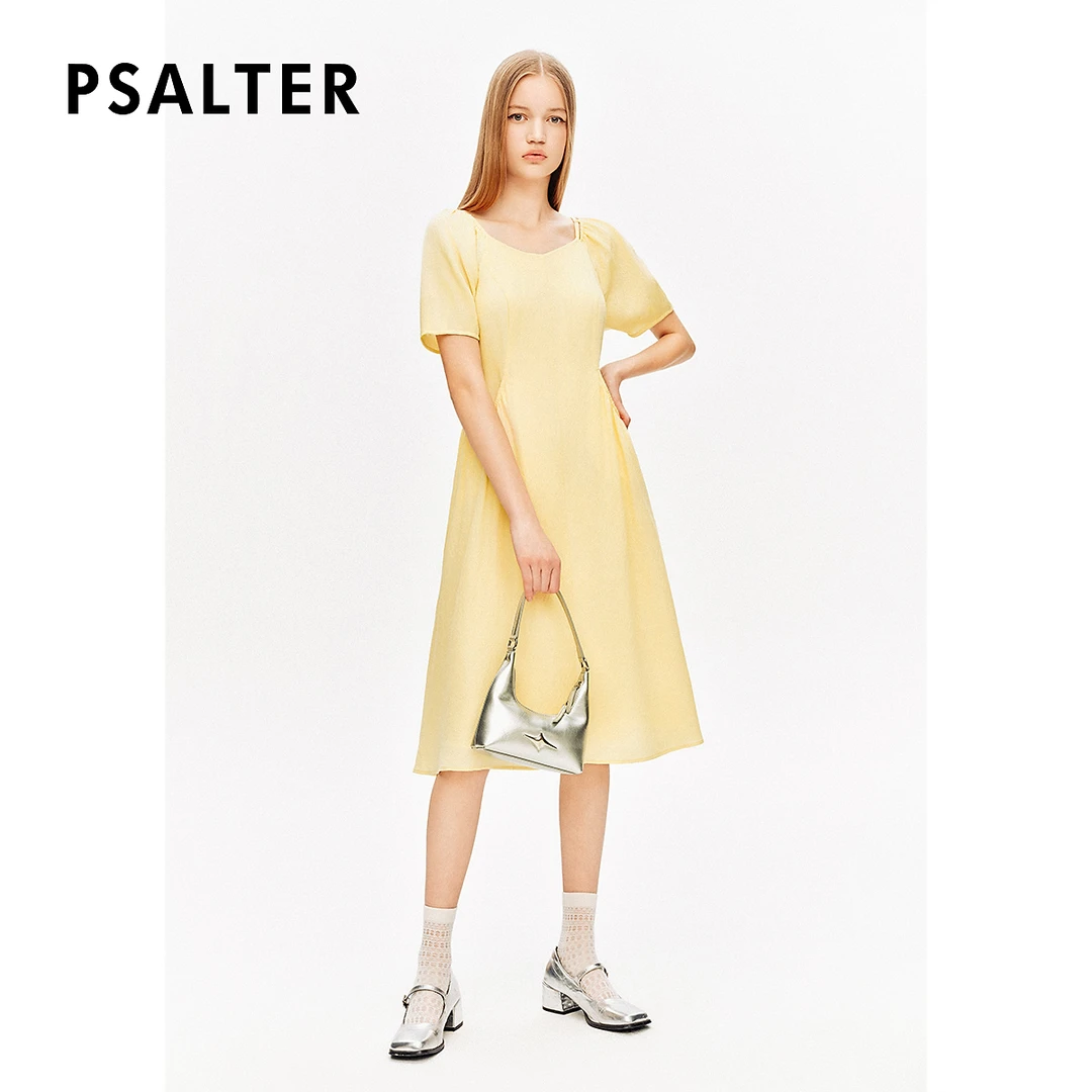 PSALTER诗篇专选减龄羊毛不规则褶皱肌理感法式连衣裙夏季