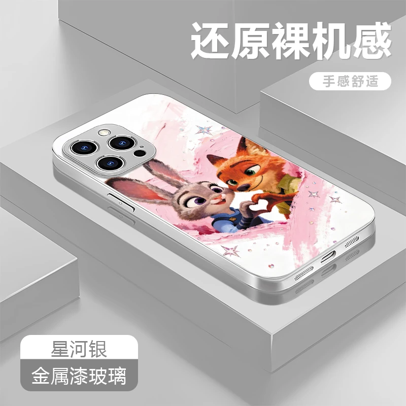 尼克朱迪适用苹果17/16华为P70/vivo/oppo金属漆玻璃防摔手机壳女