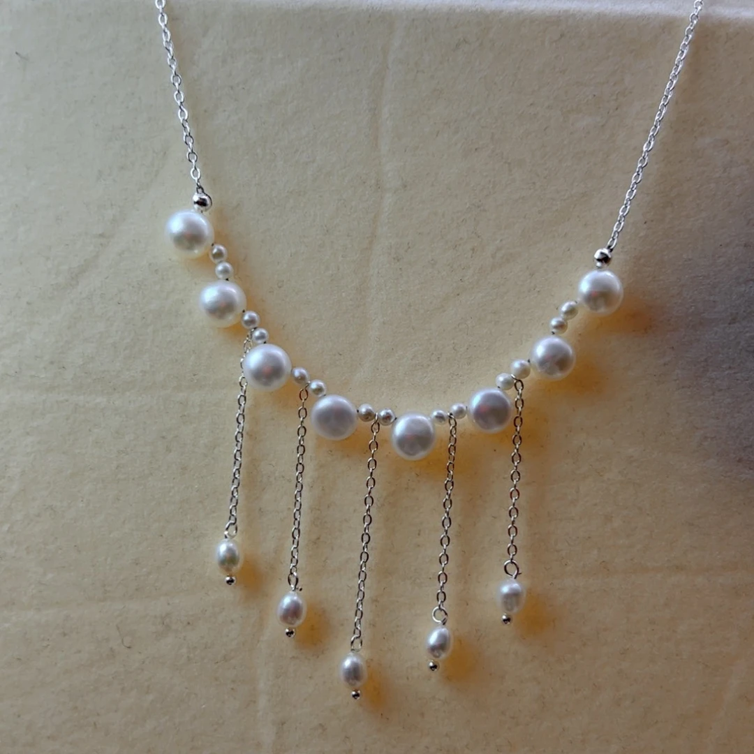 合金淡水珍珠耳饰项链