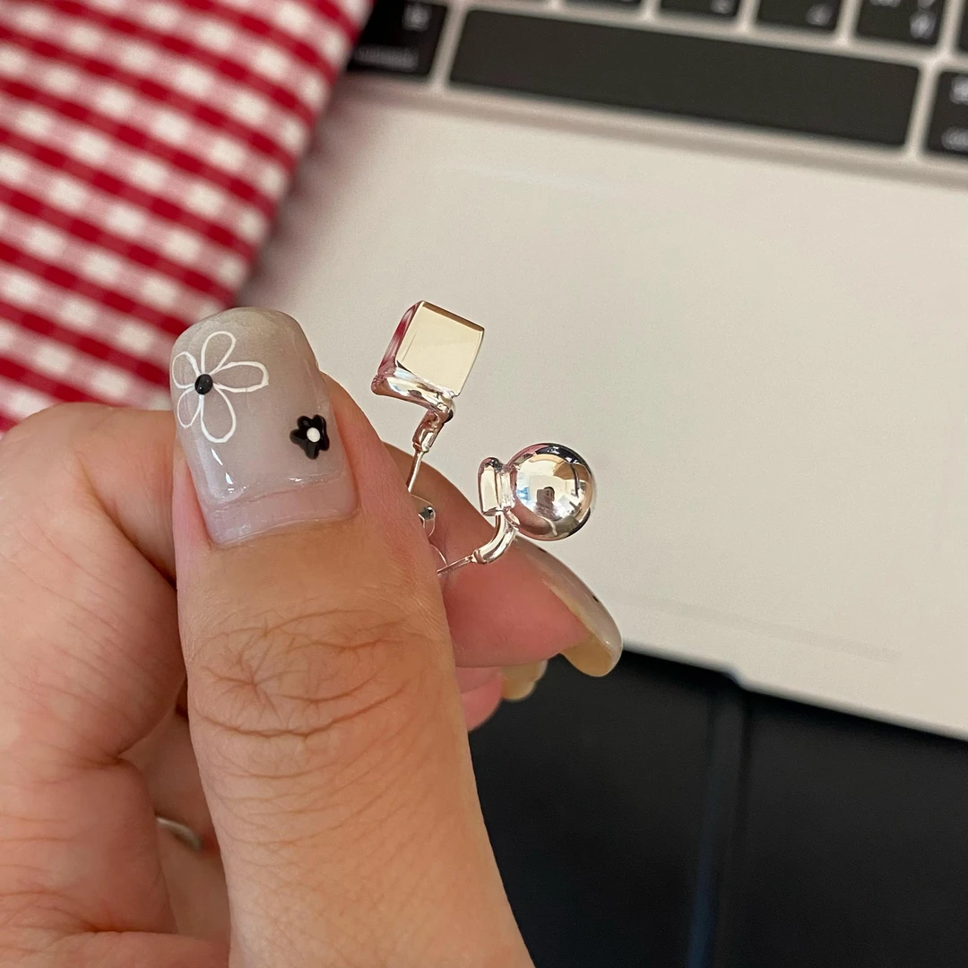 925银耳饰 《方圆》气质百搭小众简约精致耳钉