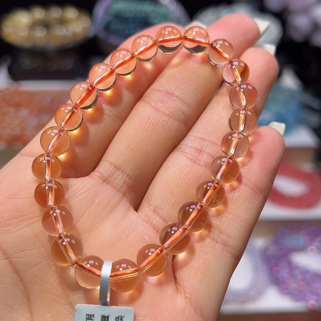 水晶手串未镶嵌收藏玻璃体黄水晶8mm