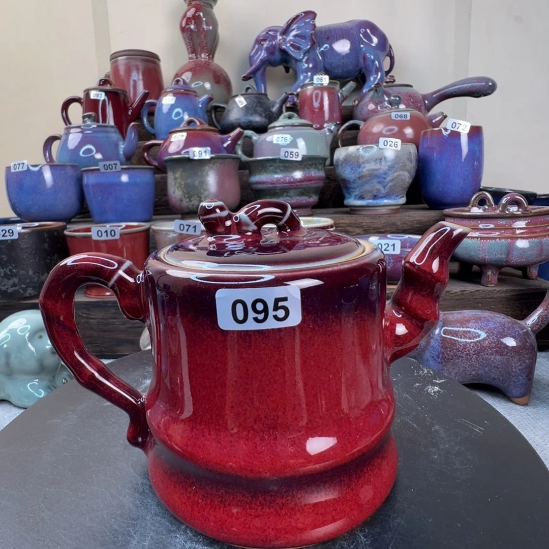 钧红高竹节满容220ml茶壶一把