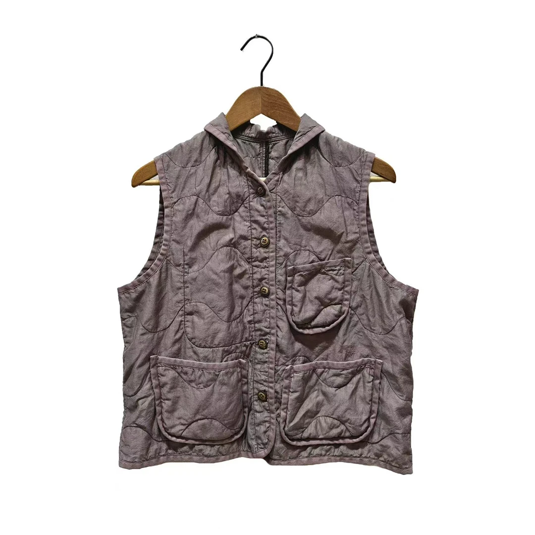 左岸迷香 Z25FW6009 布衣分享丝棉【短马甲】原创秋冬口袋复古马夹