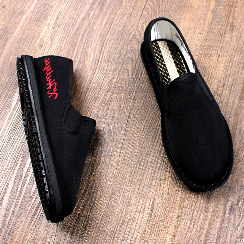 老北京布鞋男夏季新款软底不累脚透气手工一脚蹬简约刺绣耐磨工地