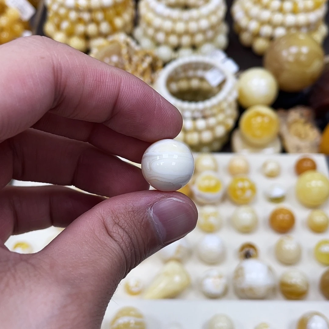 蜜蜡未镶嵌珠宝奇石15.5mm【妖花金瓷白】圆珠