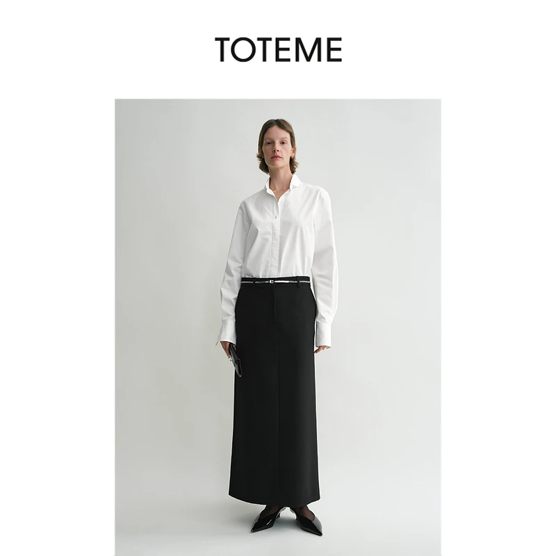 TOTEME女装纯白色棉府绸挺括A字质感燕尾服衬衫