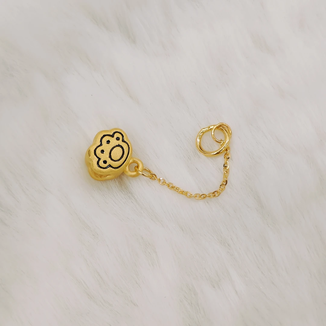 吉金珠宝 足金999爪爪侧身链烤漆款3D硬金转运珠手串