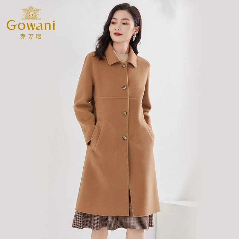 乔万尼2025商场同款气质时尚双面绵羊毛呢大衣外套EI4A699