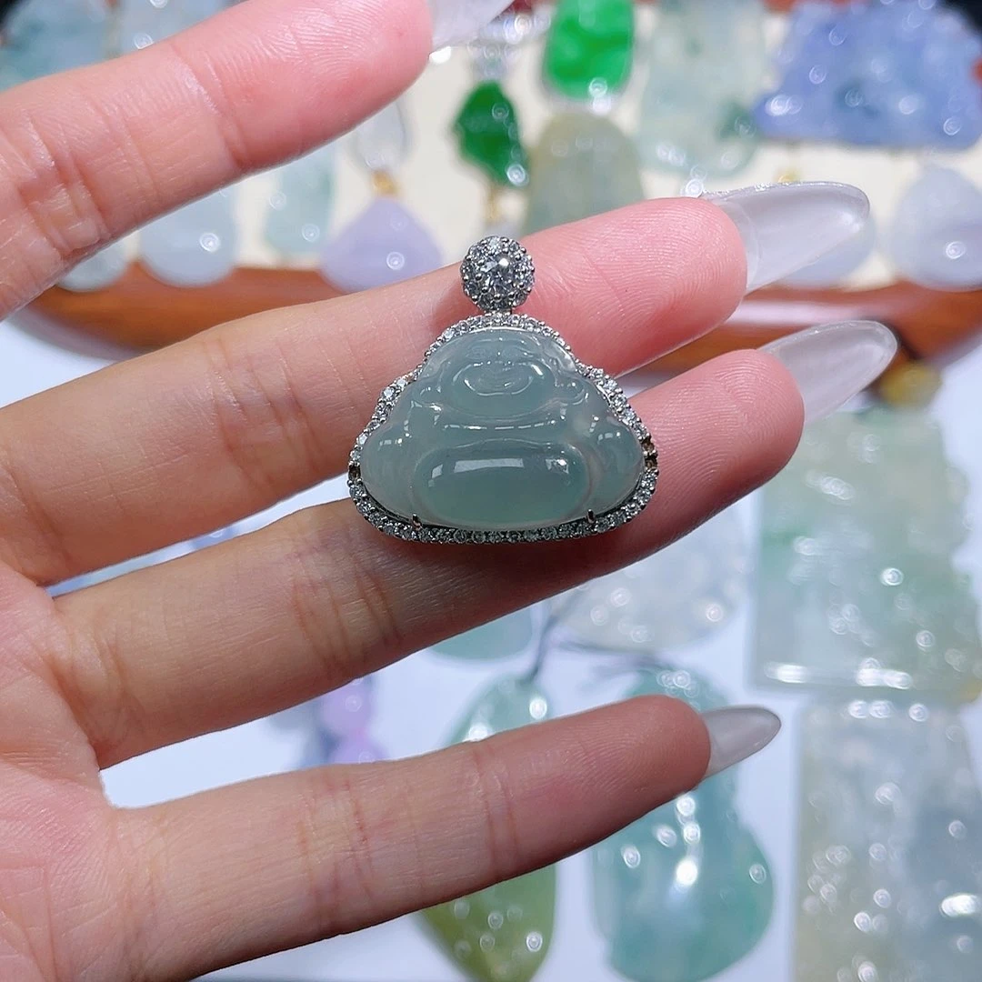 翡翠颈饰银S925镶嵌佛公