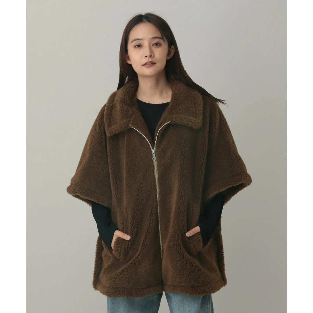 【Montendre】秋冬新款 G 宽松百搭保暖侧开扣半披肩短袖斗篷外套