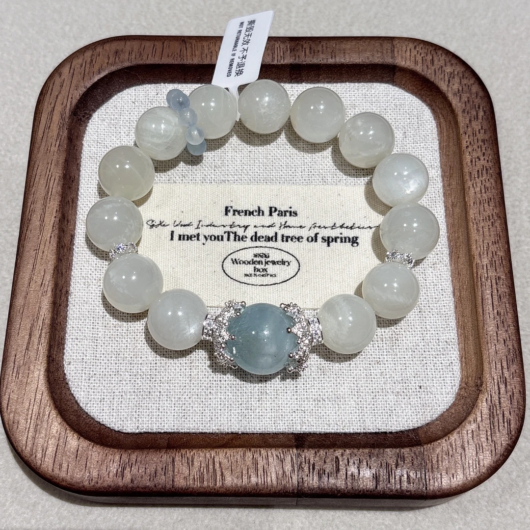 【永恒白月光】白月光+海蓝高货高柔高光手串A022S031