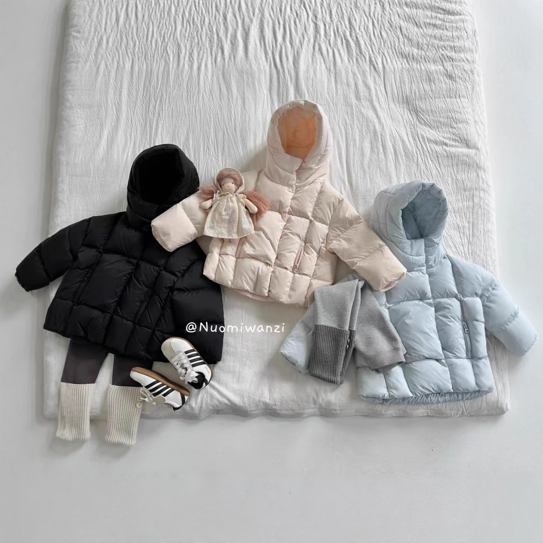 糯米丸子童装 2025冬新款儿童羽绒服 90% 白鸭绒女童三防连帽外套