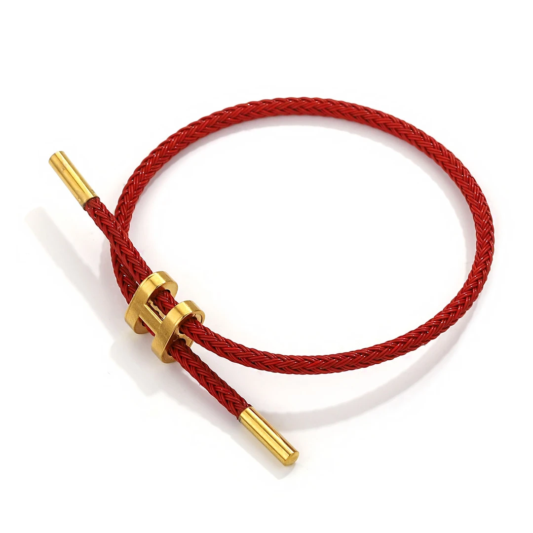 钛钢布艺手链 钛钢手链五彩手链编织钢丝绳diy可调节单圈百搭手链