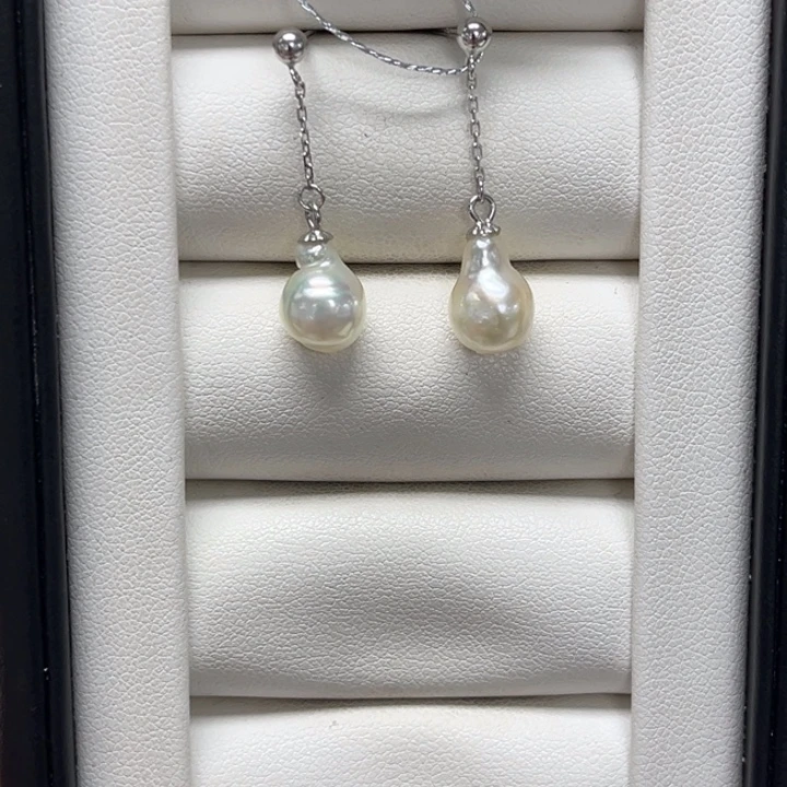 耳饰银S925镶嵌海水珍珠AK 7-8mm 85号