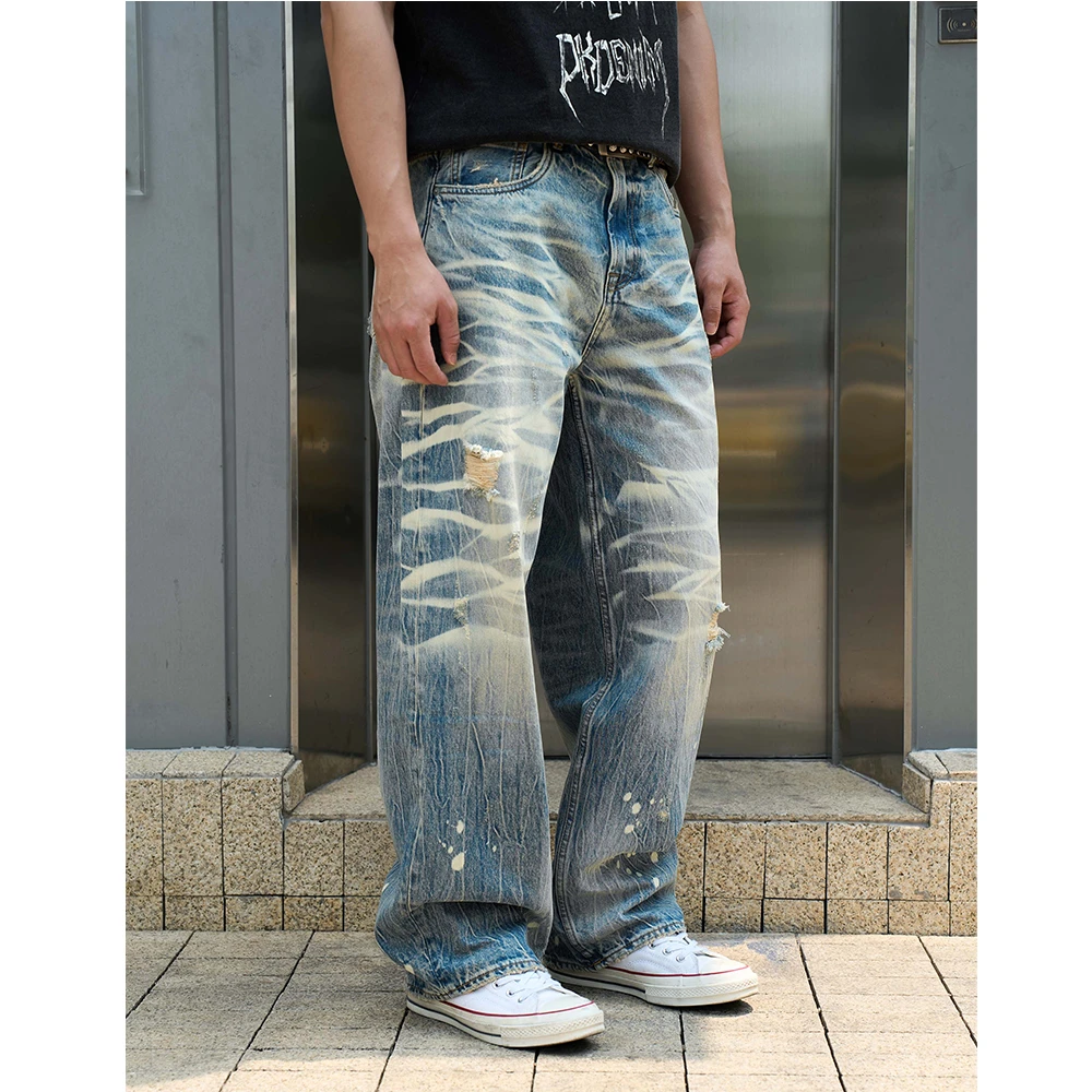 DOKIE【鱼骨】13盎司重磅进口水洗宽松直筒版型牛仔裤32064