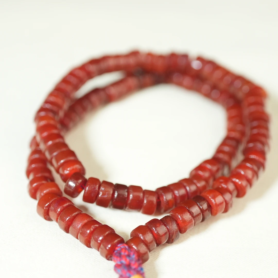 清代红玛瑙直切桶珠长链【古珠精选】AABS2502112004