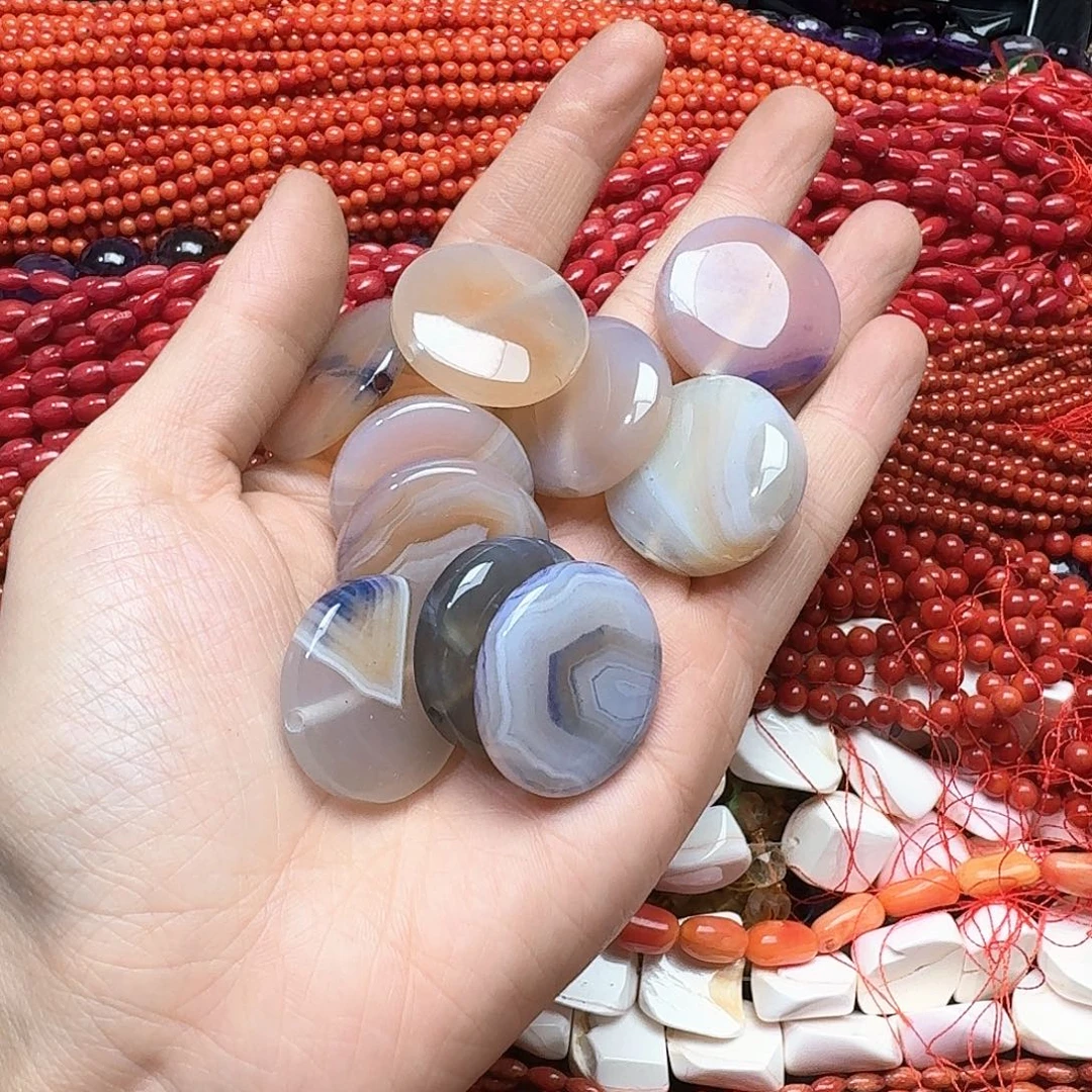 玛瑙/玉髓合金珠宝半成品一颗3.0玛瑙大饼