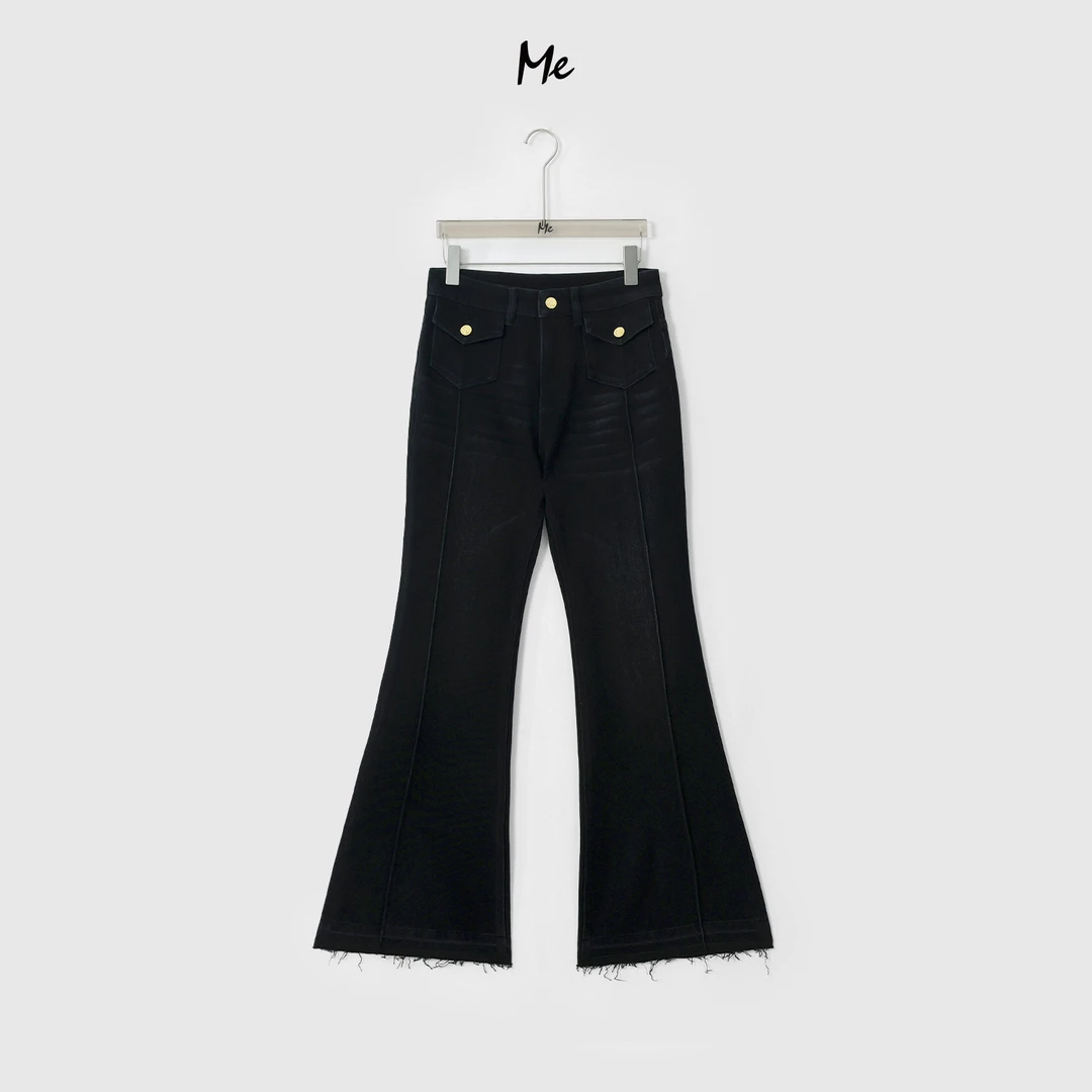 ME【金币毛边喇叭黑牛】奢牌感高弹高腰显瘦时尚牛仔裤MESA1260