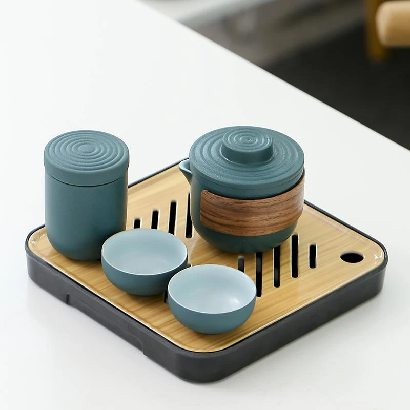 日式功夫茶具新款家用茶杯泡茶简约办公茶壶会客酒店客房小套茶盘